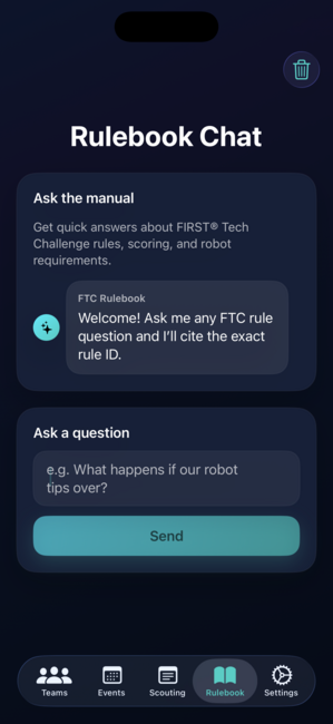 Rulebook chat AI view
