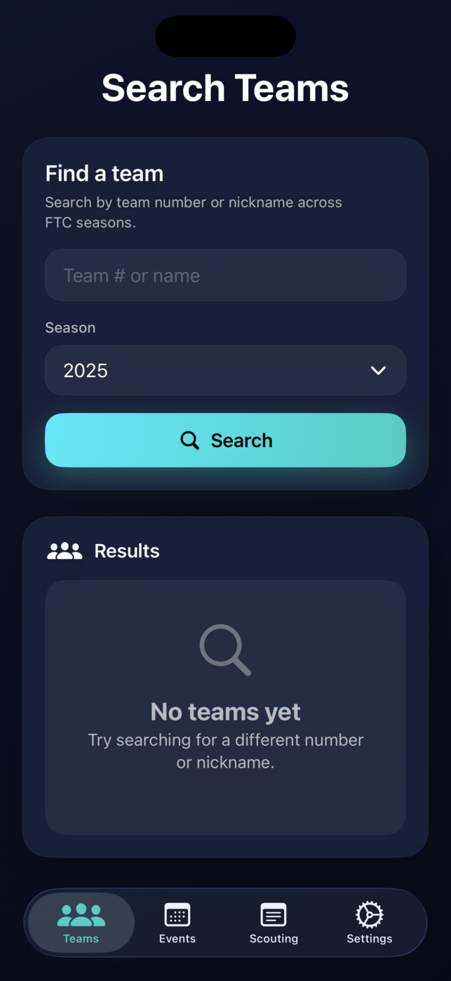 Teams search view